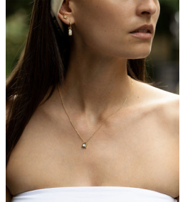 Les Boucles d'oreilles Isaac en acier PVD jaune et oxydes de zirconium ZAG bijoux, SEP18288-01WHT