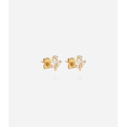 Boucles d'oreilles Circée en acier PVD jaune et oxydes de zirconium ZAG bijoux, SEP24302-01WHT