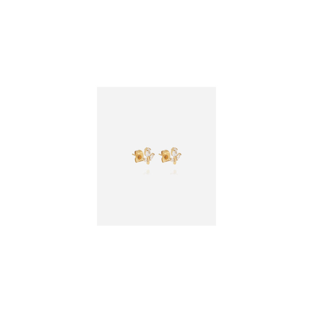 Boucles d'oreilles Circée en acier PVD jaune et oxydes de zirconium ZAG bijoux, SEP24302-01WHT