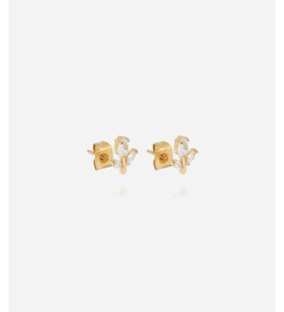 Boucles d'oreilles Circée en acier PVD jaune et oxydes de zirconium ZAG bijoux, SEP24302-01WHT