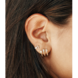 Les Boucles d'oreilles Circée en acier PVD jaune et oxydes de zirconium ZAG bijoux, SEP24302-01WHT