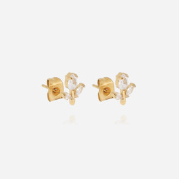 Les Boucles d'oreilles Circée en acier PVD jaune et oxydes de zirconium ZAG bijoux, SEP24302-01WHT
