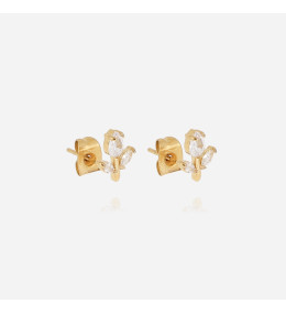 Les Boucles d'oreilles Circée en acier PVD jaune et oxydes de zirconium ZAG bijoux, SEP24302-01WHT