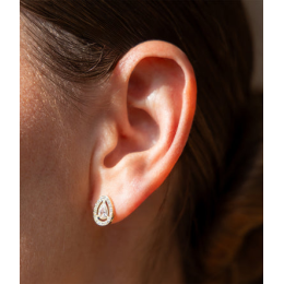 Les Boucles d'oreilles Dalna en acier PVD jaune et oxydes de zirconium ZAG bijoux, SEP24447-01WHT