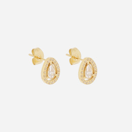 Les Boucles d'oreilles Dalna en acier PVD jaune et oxydes de zirconium ZAG bijoux, SEP24447-01WHT