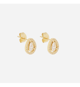 Les Boucles d'oreilles Dalna en acier PVD jaune et oxydes de zirconium ZAG bijoux, SEP24447-01WHT