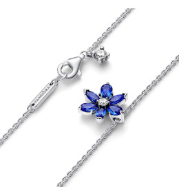Le Collier pendentif Pandora Moments, herbier bleu scintillant, en argent 925/1000, 392387C02-45.