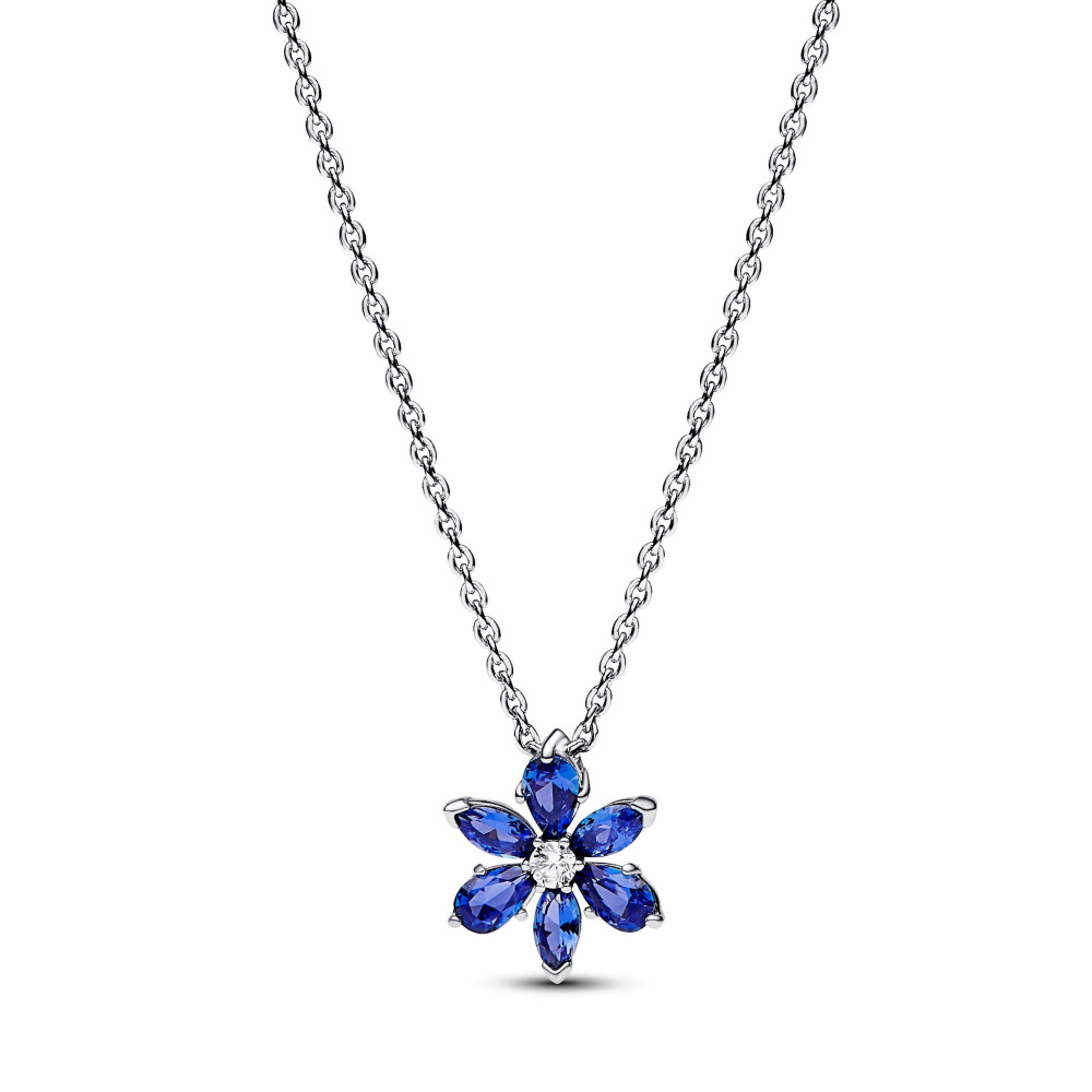 Le Collier pendentif Pandora Moments, herbier bleu scintillant, en argent 925/1000, 392387C02-45.