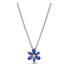 Le Collier pendentif Pandora Moments, herbier bleu scintillant, en argent 925/1000, 392387C02-45.
