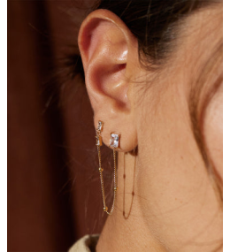 Les Boucles d'oreilles Cadezia en acier PVD jaune et oxydes de zirconium ZAG bijoux, SEX24303-01WHT