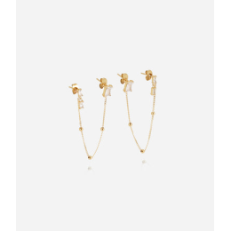 Boucles d'oreilles Cadezia en acier PVD jaune et oxydes de zirconium ZAG bijoux, SEX24303-01WHT