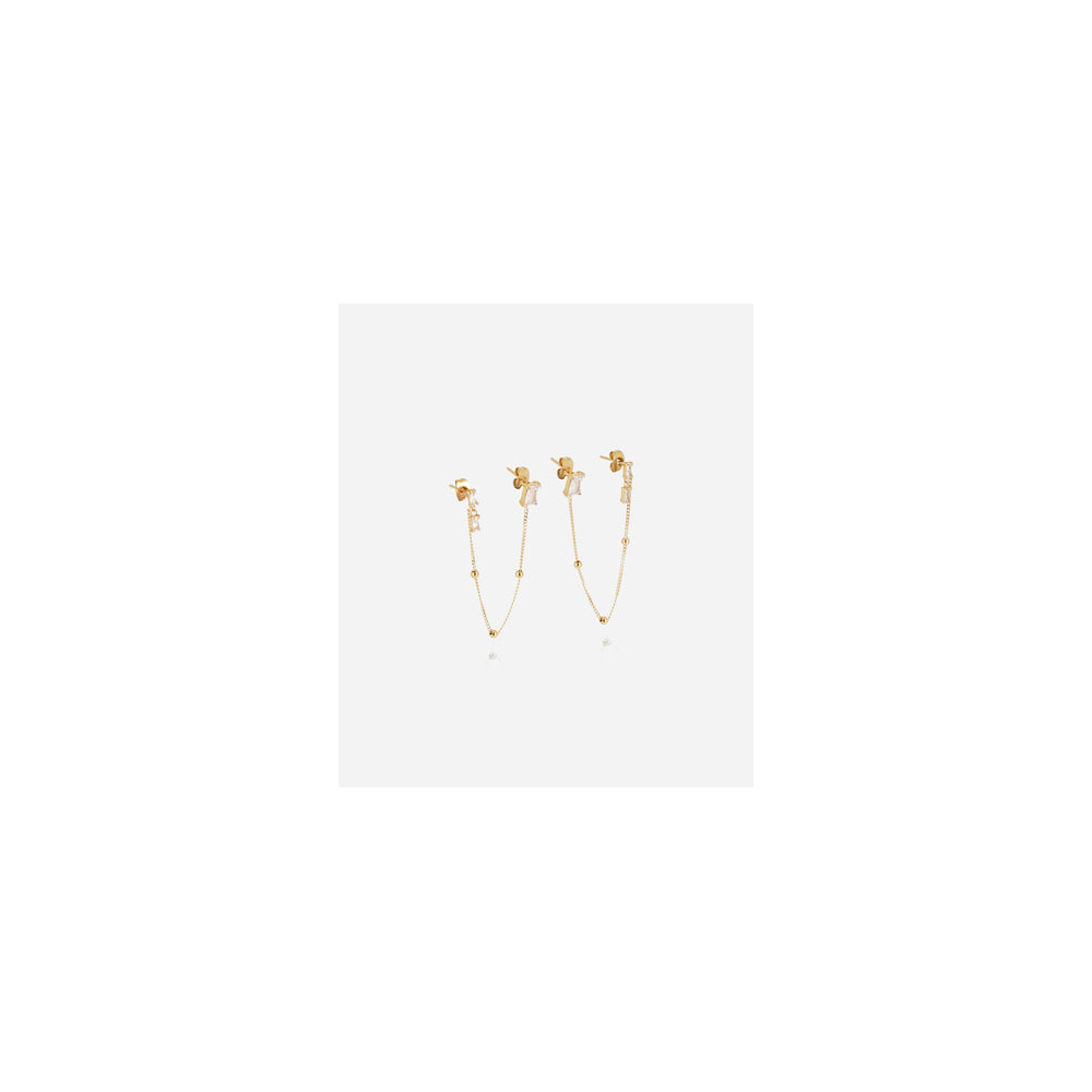 Boucles d'oreilles Cadezia en acier PVD jaune et oxydes de zirconium ZAG bijoux, SEX24303-01WHT