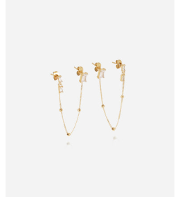 Boucles d'oreilles Cadezia en acier PVD jaune et oxydes de zirconium ZAG bijoux, SEX24303-01WHT