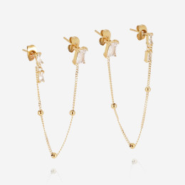 Les Boucles d'oreilles Cadezia en acier PVD jaune et oxydes de zirconium ZAG bijoux, SEX24303-01WHT