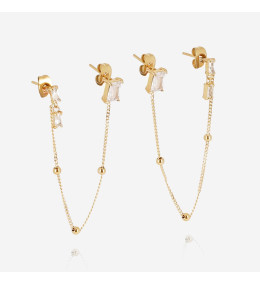 Les Boucles d'oreilles Cadezia en acier PVD jaune et oxydes de zirconium ZAG bijoux, SEX24303-01WHT