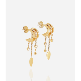Boucles d'oreilles Isabella en acier PVD jaune et oxydes de zirconium ZAG bijoux, SEX25176-01WHT