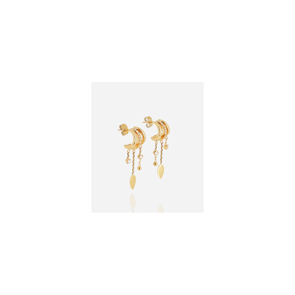 Boucles d'oreilles Isabella en acier PVD jaune et oxydes de zirconium ZAG bijoux, SEX25176-01WHT