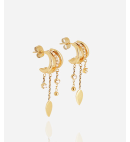 Boucles d'oreilles Isabella en acier PVD jaune et oxydes de zirconium ZAG bijoux, SEX25176-01WHT