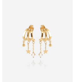Boucles d'oreilles Abril en acier PVD jaune et oxydes de zirconium ZAG bijoux, SEX25178-01WHT