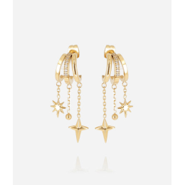 Boucles d'oreilles Valentina en acier PVD jaune et oxydes de zirconium ZAG bijoux, SEX25180-01WHT