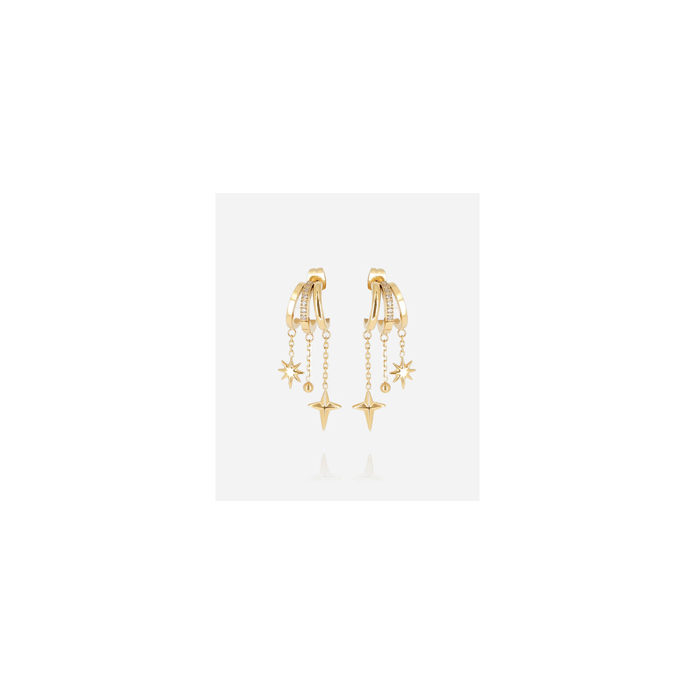 Boucles d'oreilles Valentina en acier PVD jaune et oxydes de zirconium ZAG bijoux, SEX25180-01WHT