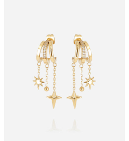 Boucles d'oreilles Valentina en acier PVD jaune et oxydes de zirconium ZAG bijoux, SEX25180-01WHT