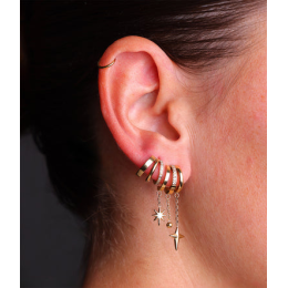 Les Boucles d'oreilles Valentina en acier PVD jaune et oxydes de zirconium ZAG bijoux, SEX25180-01WHT