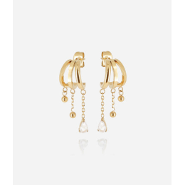 Boucles d'oreilles Pilar en acier PVD jaune et oxydes de zirconium ZAG bijoux, SEX25182-01WHT