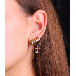 Les Boucles d'oreilles Pilar en acier PVD jaune et oxydes de zirconium ZAG bijoux, SEX25182-01WHT