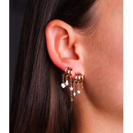 Les Boucles d'oreilles Beatriz en acier PVD jaune et oxydes de zirconium ZAG bijoux, SEX25183-01WHT