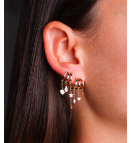 Les Boucles d'oreilles Beatriz en acier PVD jaune et oxydes de zirconium ZAG bijoux, SEX25183-01WHT