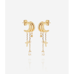 Boucles d'oreilles Susana en acier PVD jaune et oxydes de zirconium ZAG bijoux, SEX25184-01WHT