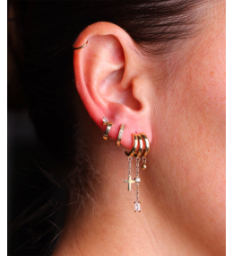 Les Boucles d'oreilles Susana en acier PVD jaune et oxydes de zirconium ZAG bijoux, SEX25184-01WHT
