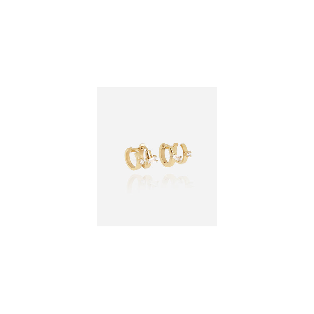Boucles d'oreilles Angela en acier PVD jaune et oxydes de zirconium ZAG bijoux, SEX25185-01WHT