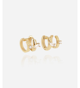 Boucles d'oreilles Angela en acier PVD jaune et oxydes de zirconium ZAG bijoux, SEX25185-01WHT