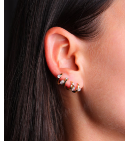 Les Boucles d'oreilles Yolanda en acier PVD jaune et oxydes de zirconium ZAG bijoux, SEX25186-01WHT