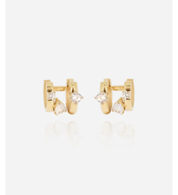 Boucles d'oreilles Yolanda en acier PVD jaune et oxydes de zirconium ZAG bijoux, SEX25186-01WHT