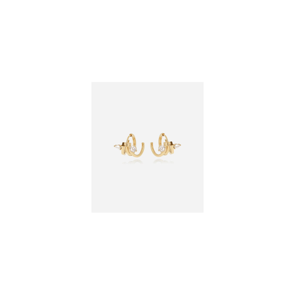 Boucles d'oreilles Veronica en acier PVD jaune et oxydes de zirconium ZAG bijoux, SEX25189-01WHT