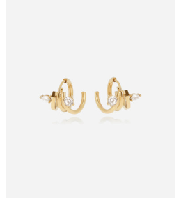 Boucles d'oreilles Veronica en acier PVD jaune et oxydes de zirconium ZAG bijoux, SEX25189-01WHT