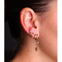 Les Boucles d'oreilles Veronica en acier PVD jaune et oxydes de zirconium ZAG bijoux, SEX25189-01WHT