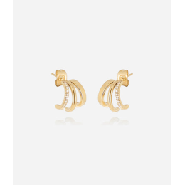 Boucles d'oreilles Virginia en acier PVD jaune et oxydes de zirconium ZAG bijoux, SEX25190-01WHT