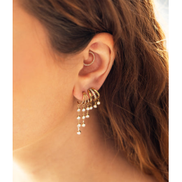 Les Boucles d'oreilles Silvia en acier PVD jaune et oxydes de zirconium ZAG bijoux, SEX25193-01WHT