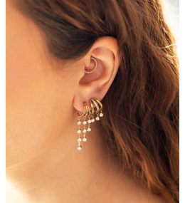 Les Boucles d'oreilles Silvia en acier PVD jaune et oxydes de zirconium ZAG bijoux, SEX25193-01WHT