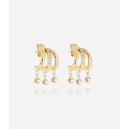 Boucles d'oreilles Silvia en acier PVD jaune et oxydes de zirconium ZAG bijoux, SEX25193-01WHT