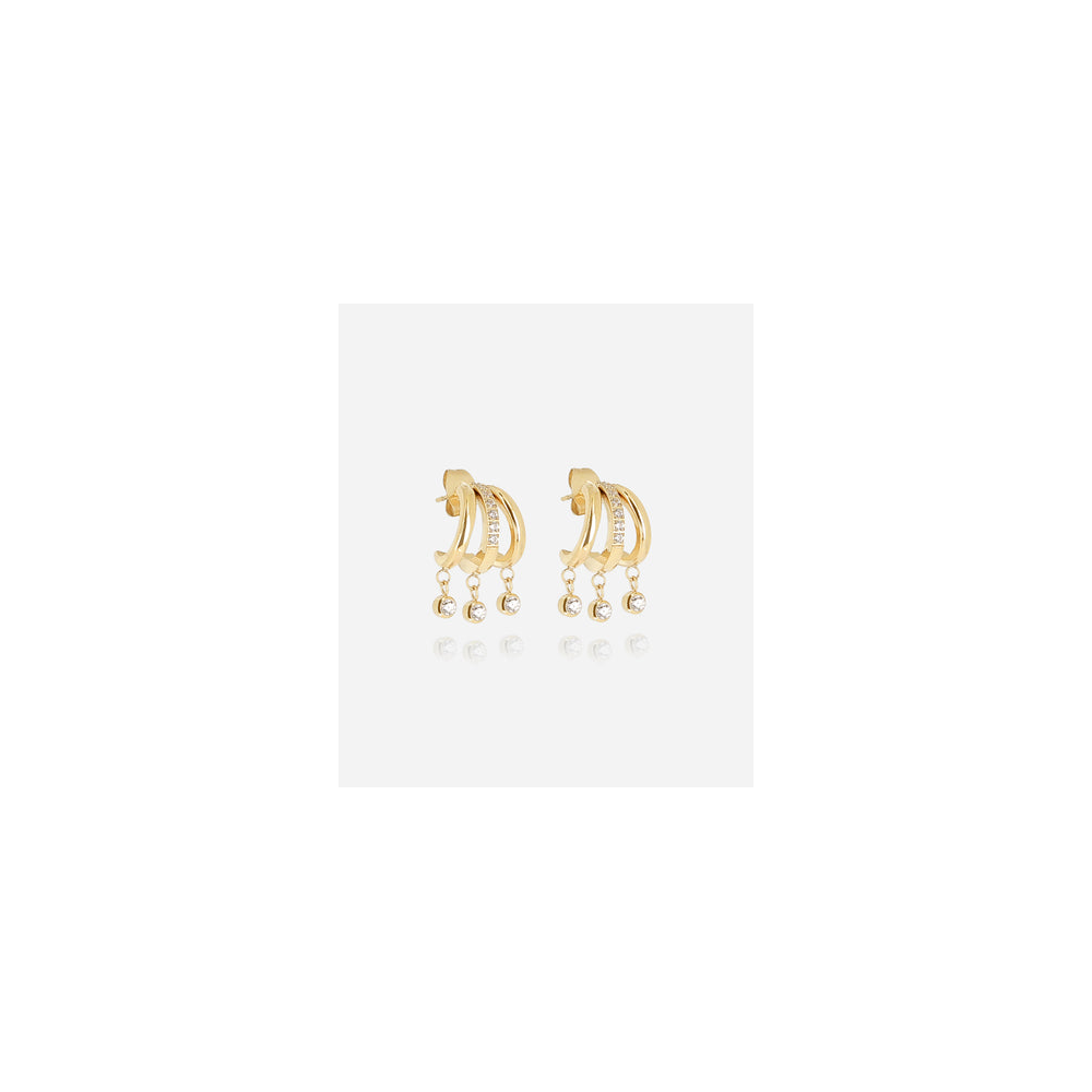 Boucles d'oreilles Silvia en acier PVD jaune et oxydes de zirconium ZAG bijoux, SEX25193-01WHT