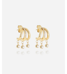 Boucles d'oreilles Silvia en acier PVD jaune et oxydes de zirconium ZAG bijoux, SEX25193-01WHT