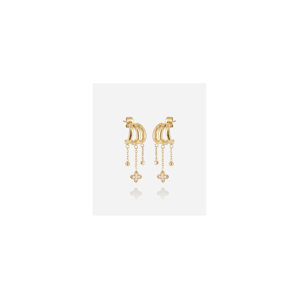 Boucles d'oreilles Cristina en acier PVD jaune et oxydes de zirconium ZAG bijoux, SEX25194-01WHT