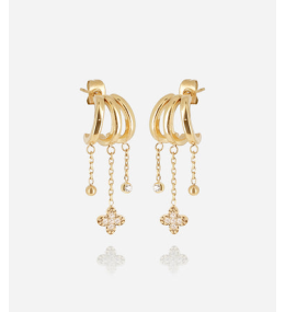 Boucles d'oreilles Cristina en acier PVD jaune et oxydes de zirconium ZAG bijoux, SEX25194-01WHT