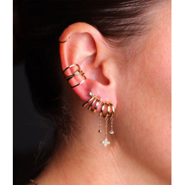 Les Boucles d'oreilles Cristina en acier PVD jaune et oxydes de zirconium ZAG bijoux, SEX25194-01WHT