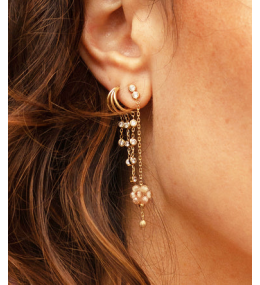 Les Boucles d'oreilles Teresa en acier PVD jaune et oxydes de zirconium ZAG bijoux, SEX25197-01WHT
